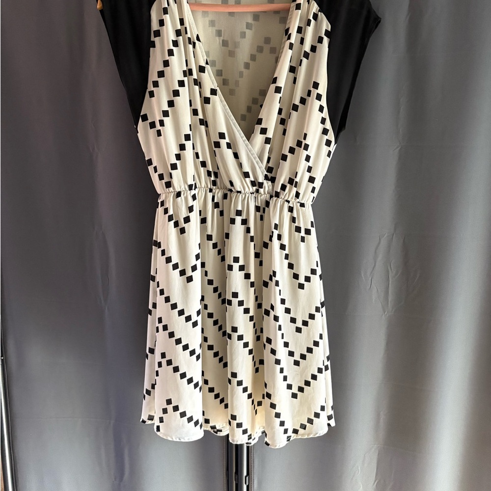 Lush Black and White Patterned Dress